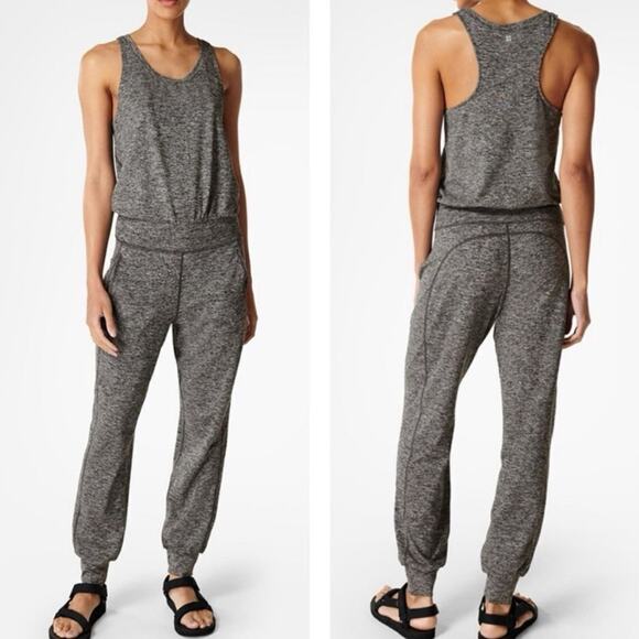 Sweaty Betty Gary Jumpsuit Lounge In Black Marl - Picture 1 of 15